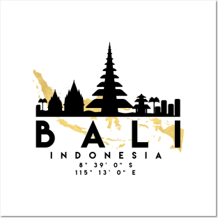 Bali Indonesia Skyline Map Art Posters and Art